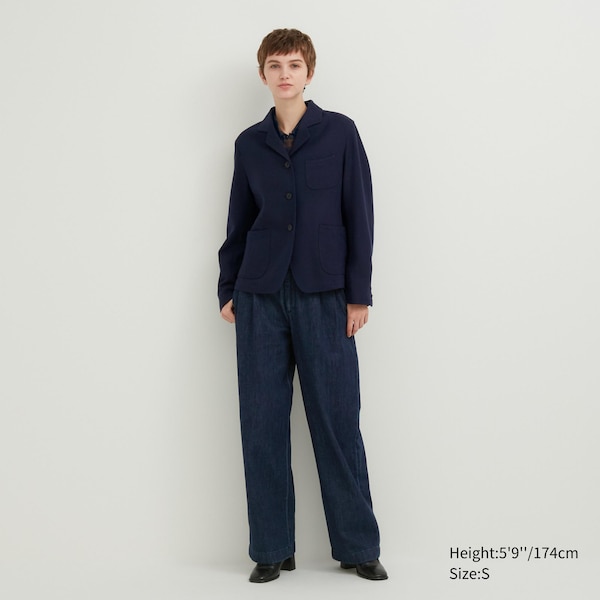 Navy Women Uniqlo Tweed Coveralls | 8419-LNBEJ