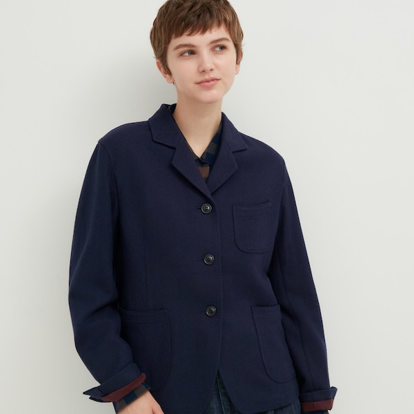 Navy Women Uniqlo Tweed Coveralls | 8419-LNBEJ