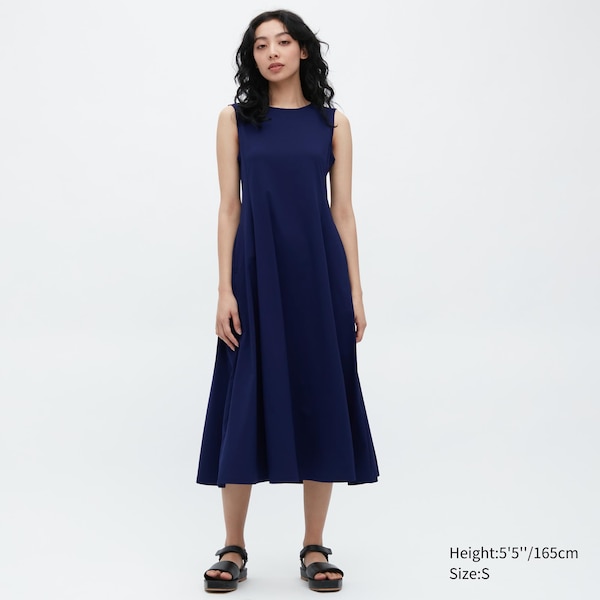 Navy Women Uniqlo Ultra Stretch AIRism Sleeveless Dress | 4198-HLJYO