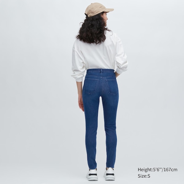 Navy Women Uniqlo Ultra Stretch Denim Leggings Pants | 5019-KWVHZ