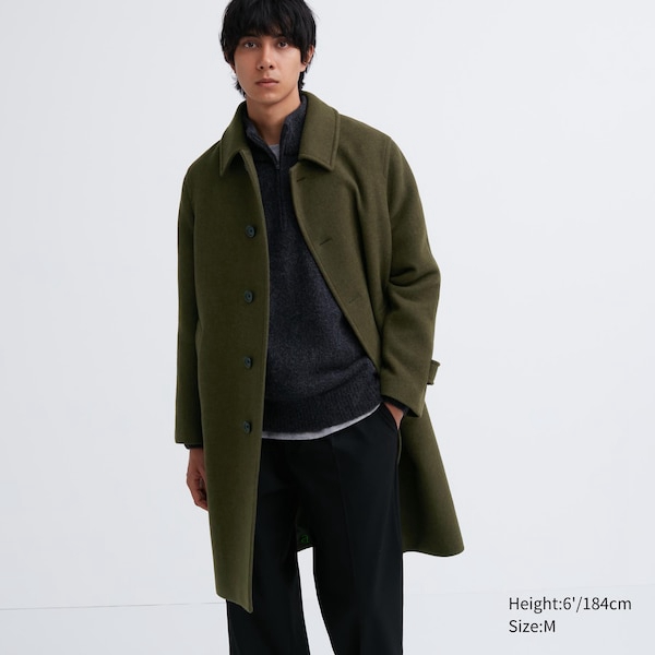 Olive Men Uniqlo Balmacaan Coats | FDVTOB-738