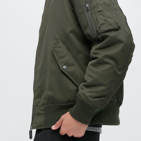 Olive Men Uniqlo MA-1 Blouson jackets | 0659-ULMBG