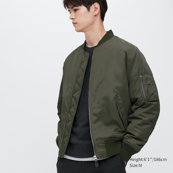 Olive Men Uniqlo MA-1 Blouson jackets | 0659-ULMBG