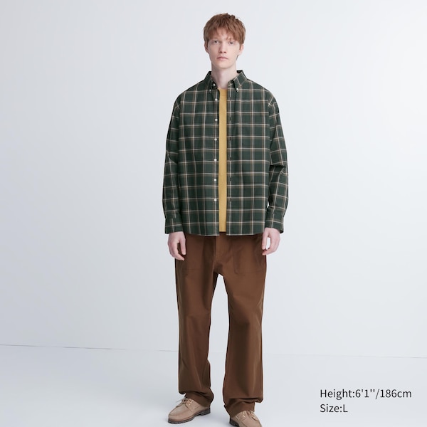 Olive Women Uniqlo Extra Fine Cotton Broadcloth Checked Long-Sleeve Shirts | 6029-JQRWI