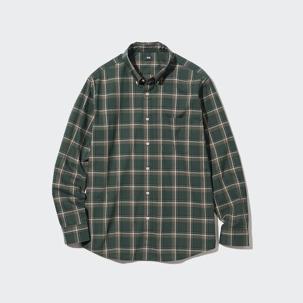 Olive Women Uniqlo Extra Fine Cotton Broadcloth Checked Long-Sleeve Shirts | 6029-JQRWI