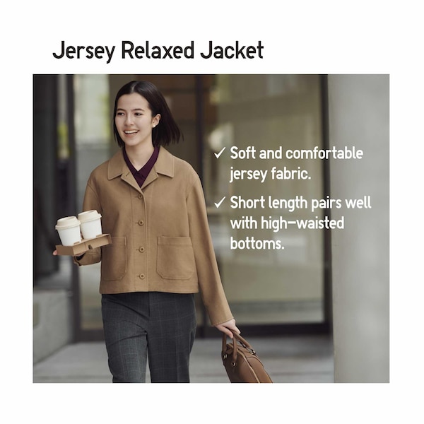 Olive Women Uniqlo Jersey Relaxed jackets | 7234-TYAKJ