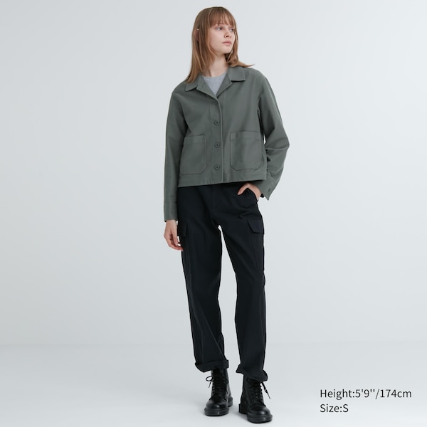 Olive Women Uniqlo Jersey Relaxed jackets | 7234-TYAKJ