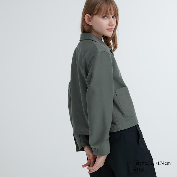 Olive Women Uniqlo Jersey Relaxed jackets | 7234-TYAKJ