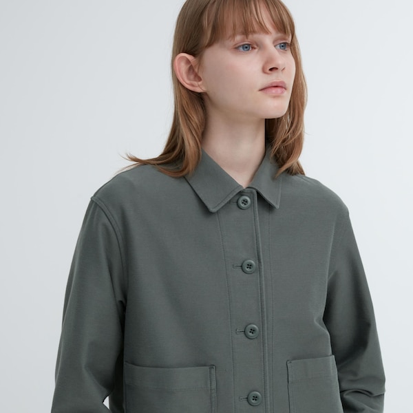 Olive Women Uniqlo Jersey Relaxed jackets | 7234-TYAKJ