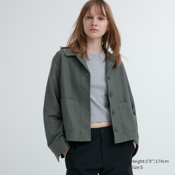 Olive Women Uniqlo Jersey Relaxed jackets | 7234-TYAKJ