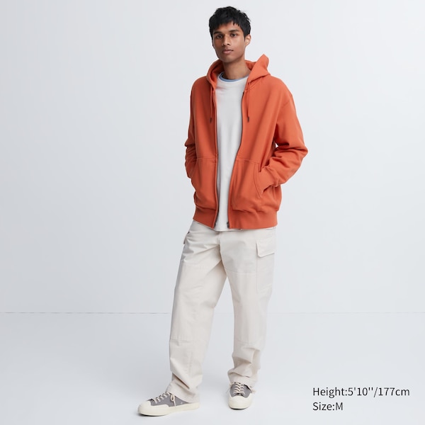 Orange Men Uniqlo Sweat Long-Sleeve Full-Zip Hoodie | 9036-IJEHF