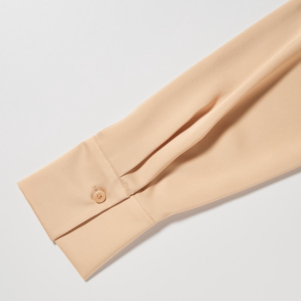 Orange Women Uniqlo Satin Long-Sleeve Shirts | 0438-MNWAP