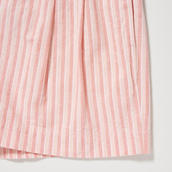 Pink Women Uniqlo Cotton Linen Striped Shorts | 3247-SAQJN