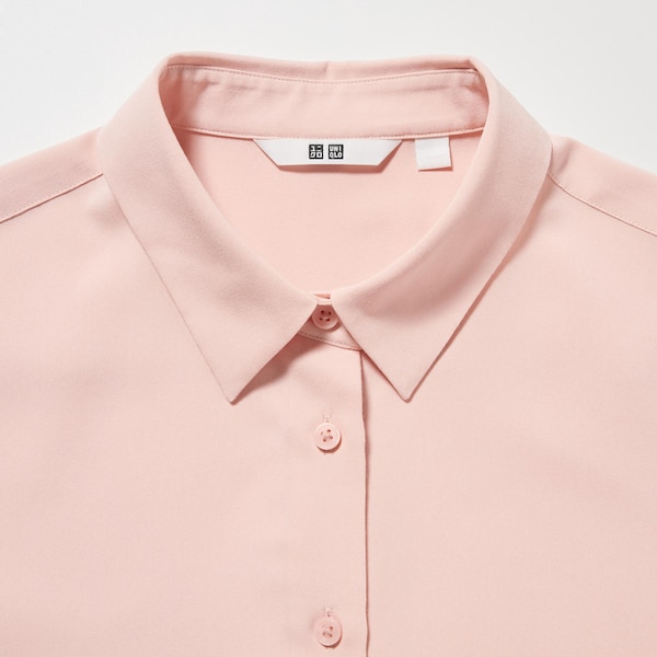 Pink Women Uniqlo Rayon Long-Sleeve Shirts | 3596-TOSQR