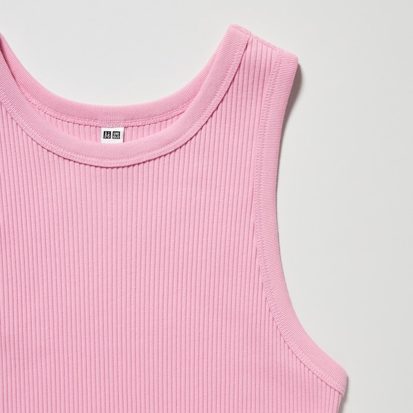 Pink Women Uniqlo Ribbed Racer Back Cropped Tank Tops | 3961-SDNHM