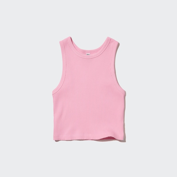 Pink Women Uniqlo Ribbed Racer Back Cropped Tank Tops | 3961-SDNHM