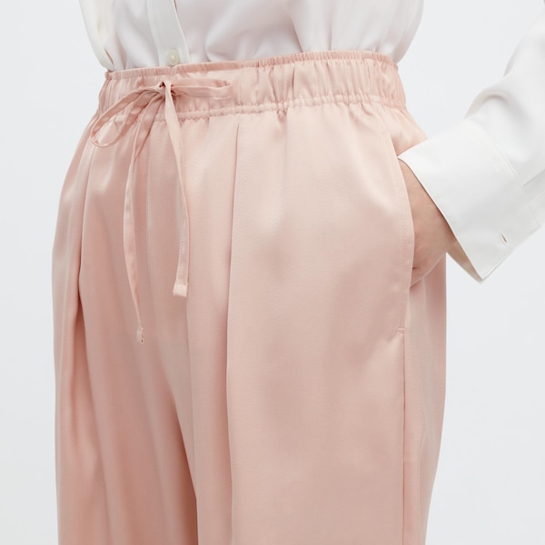 Pink Women Uniqlo Satin Drape Jogger | 5623-ALBGE