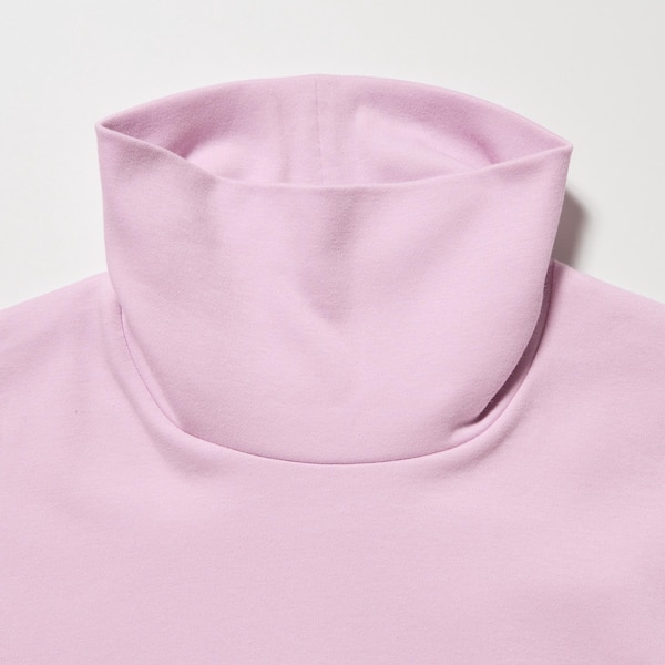 Pink Women Uniqlo Smooth Stretch Cotton Turtleneck Long-Sleeve T Shirts | 2367-FXTVI