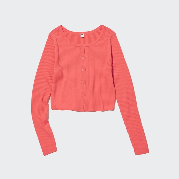 Pink Women Uniqlo UV Protection Crew Neck Cropped Cardigan | 9532-FXUYM