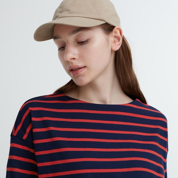 Red Women Uniqlo Striped Long-Sleeve T Shirts | 5823-OTGFW