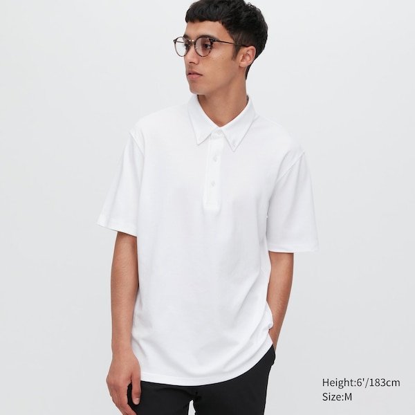 White Men Uniqlo AIRism Pique Short-Sleeve Polo Shirt | 6058-DCZLH