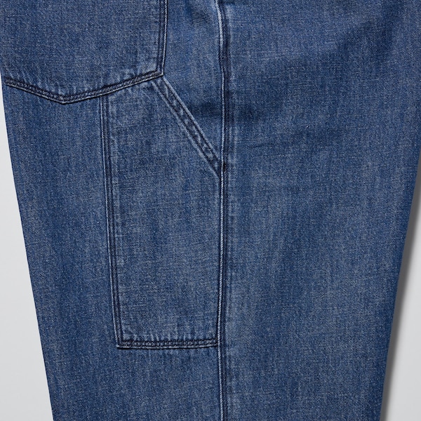 White Men Uniqlo Denim Work Jeans | 9302-YODXB