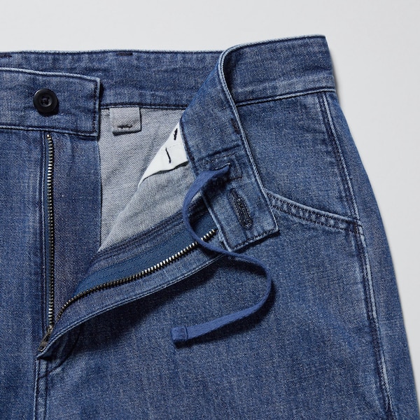 White Men Uniqlo Denim Work Jeans | 9302-YODXB