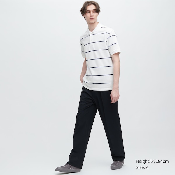 White Men Uniqlo Dry Pique Striped Short-Sleeve Polo Shirt | 1946-VUYIH