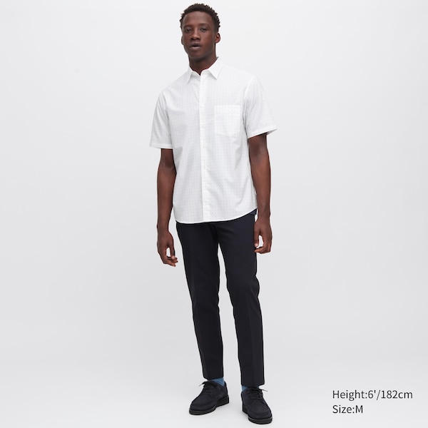 White Men Uniqlo Extra Fine Cotton Short-Sleeve Shirts | 6471-HGUWP