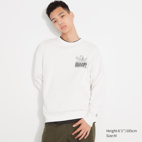 White Men Uniqlo PEANUTS Charlie Brown's Baseball Team Long-Sleeve Sweatshirts | 5026-ZNFMG