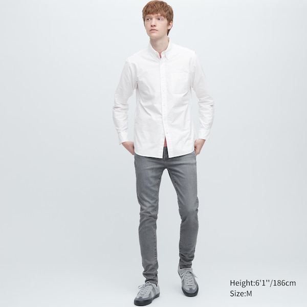 White Men Uniqlo Premium Linen Long-Sleeve Shirts | 4562-WYFSE