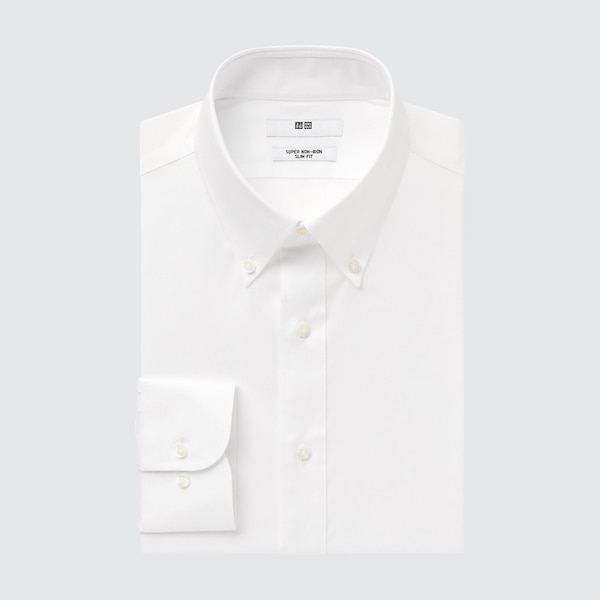 White Men Uniqlo Super Non-Iron Slim-Fit Long-Sleeve Shirts | 5407-SAHTN