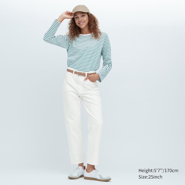 White Women Uniqlo Boyfriend Tapered Jeans | 1957-VNFMY