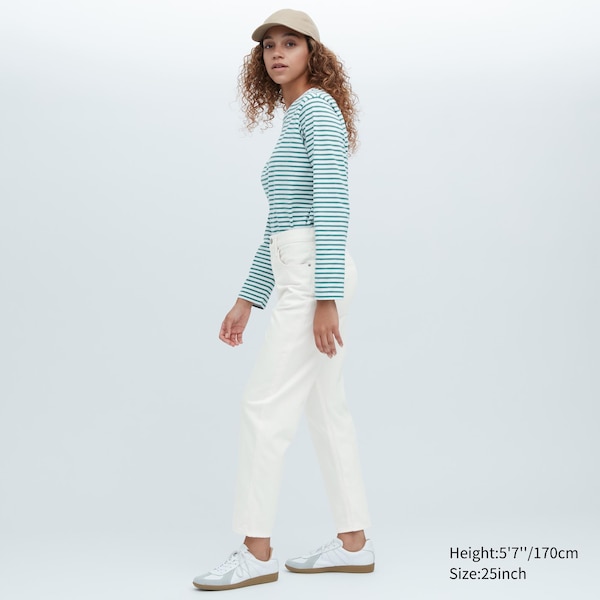 White Women Uniqlo Boyfriend Tapered Jeans | 1957-VNFMY