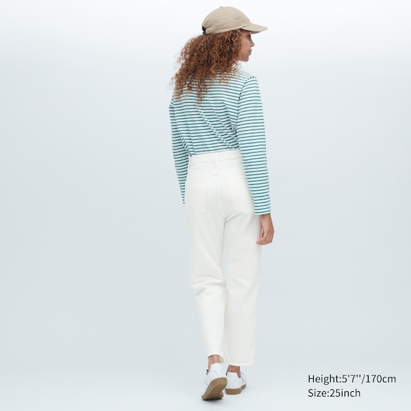 White Women Uniqlo Boyfriend Tapered Jeans | 1957-VNFMY