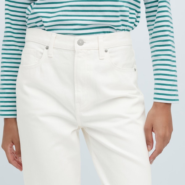 White Women Uniqlo Boyfriend Tapered Jeans | 1957-VNFMY