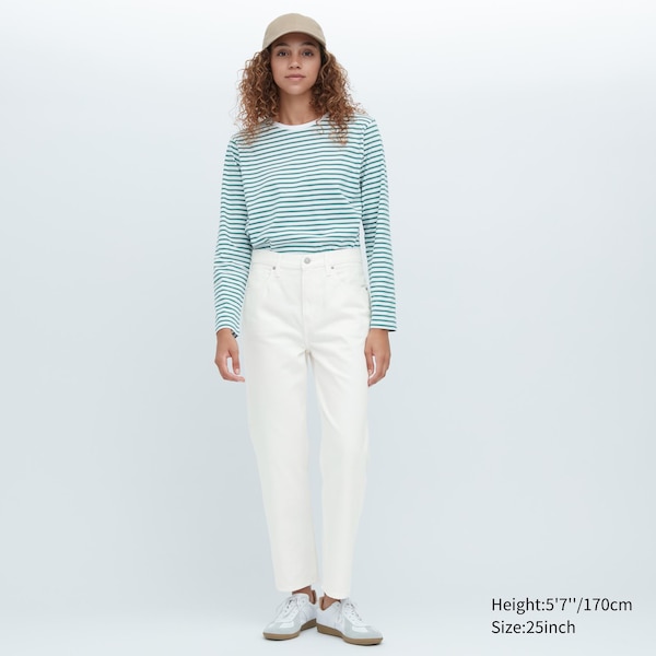 White Women Uniqlo Boyfriend Tapered Jeans | 1957-VNFMY