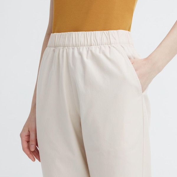 White Women Uniqlo Cotton Relaxed Ankle Pants | 2586-UESDW