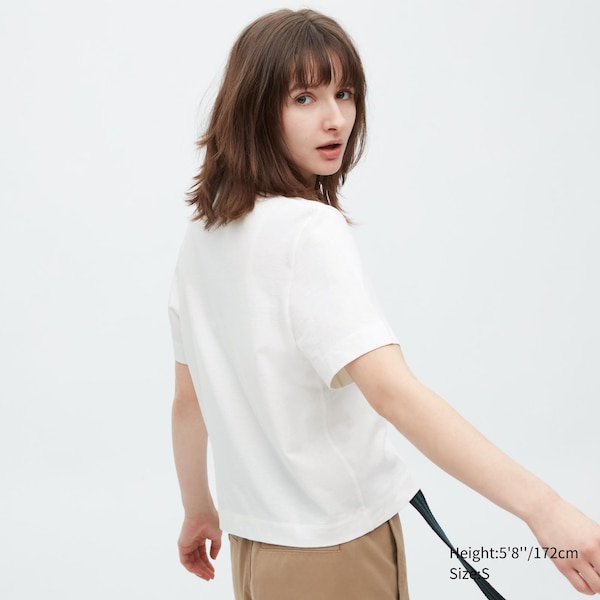 White Women Uniqlo Cropped Relaxed Short-Sleeve Polo Shirt | 8465-MOWTC