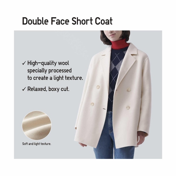 White Women Uniqlo Double Face Short Coats | 5068-QUDCG