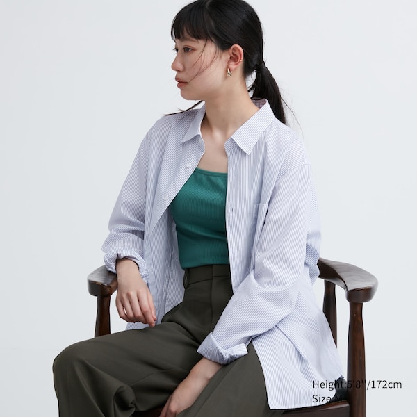 White Women Uniqlo Extra Fine Cotton Broadcloth Long-Sleeve Shirts | 8713-IBTYO