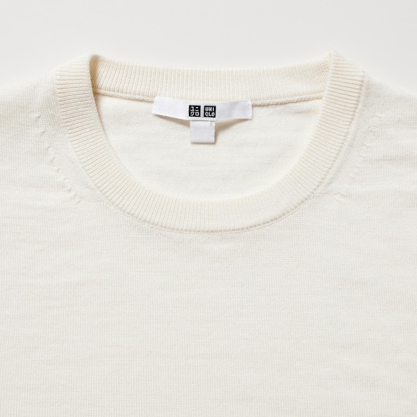 White Women Uniqlo Extra Fine Merino Crew Neck Long-Sleeve Sweaters | 5241-OCZKW