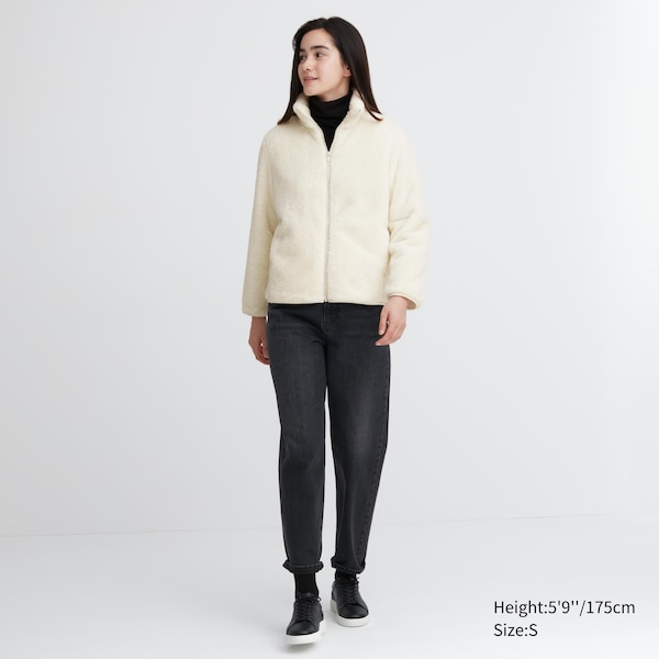 White Women Uniqlo Fluffy Yarn Fleece Full-Zip jackets | 5140-VXPBM