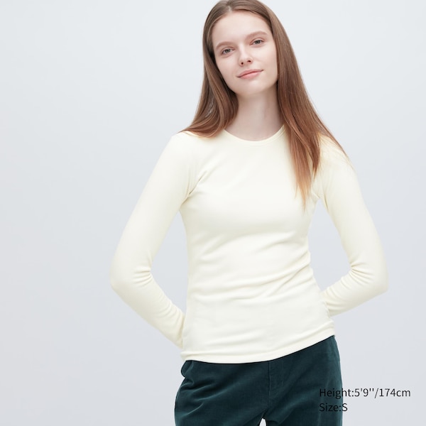 White Women Uniqlo HEATTECH Ultra Warm Crew Neck Long-Sleeve T Shirts | 2841-TAJQK