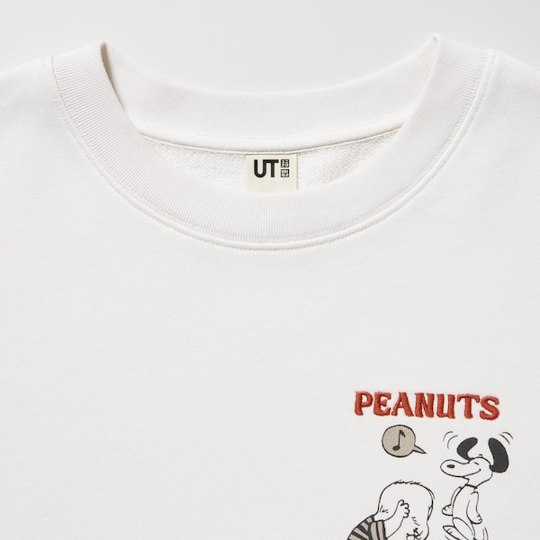 White Women Uniqlo PEANUTS Dance Time with Snoopy Long-Sleeve Sweatshirts | 6154-WHUNJ