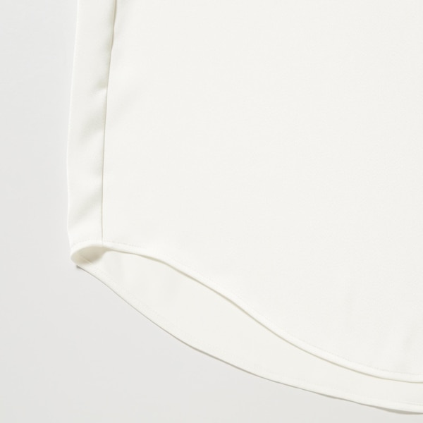 White Women Uniqlo Satin Long-Sleeve Shirts | 3561-BMQAX