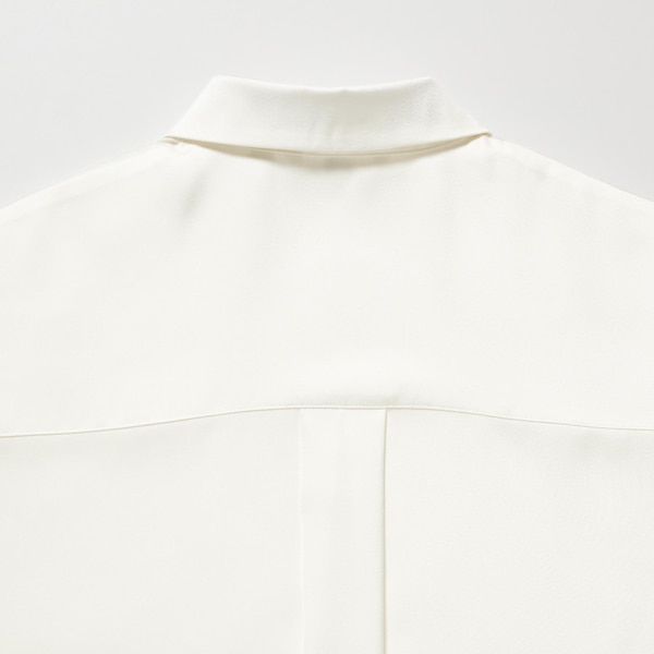 White Women Uniqlo Satin Long-Sleeve Shirts | 3561-BMQAX