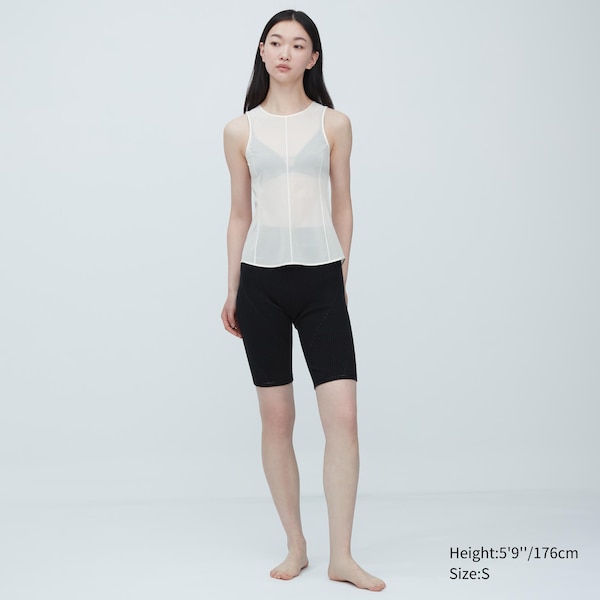 White Women Uniqlo Sheer Sleeveless Tops | 8623-FYCVP