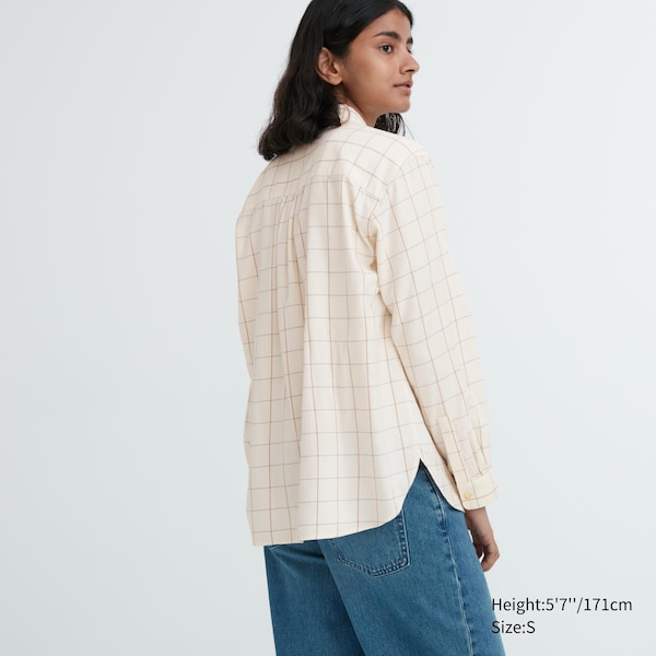 White Women Uniqlo Soft Brushed Checked Long-Sleeve Shirts | 1563-MOVXE