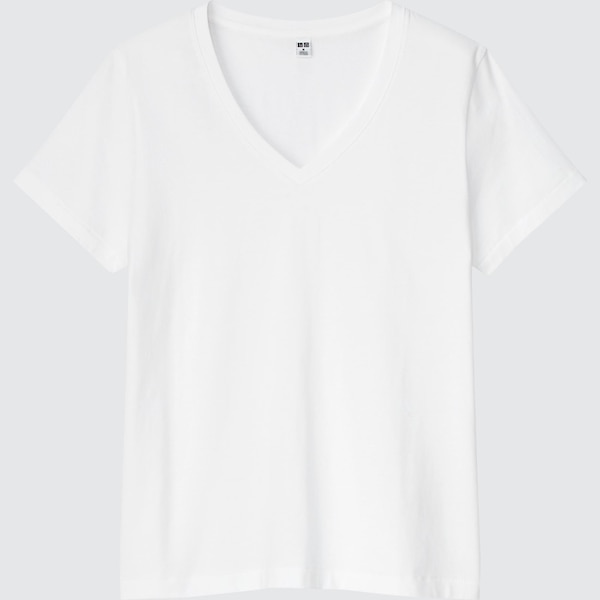 White Women Uniqlo Supima® Cotton V-Neck Short-Sleeve T Shirts | 1698-AFGJU